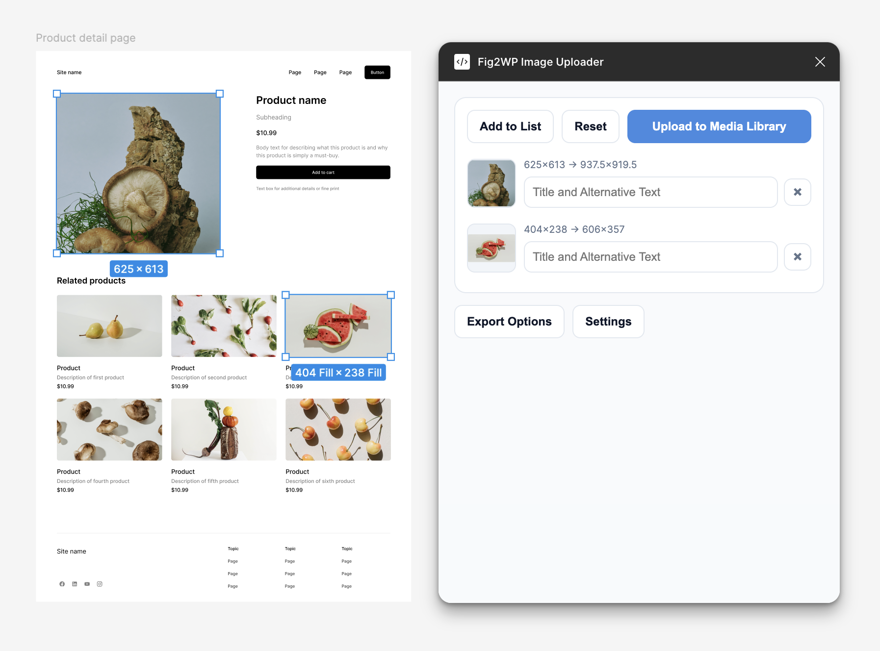 Plugin selected image list before upload